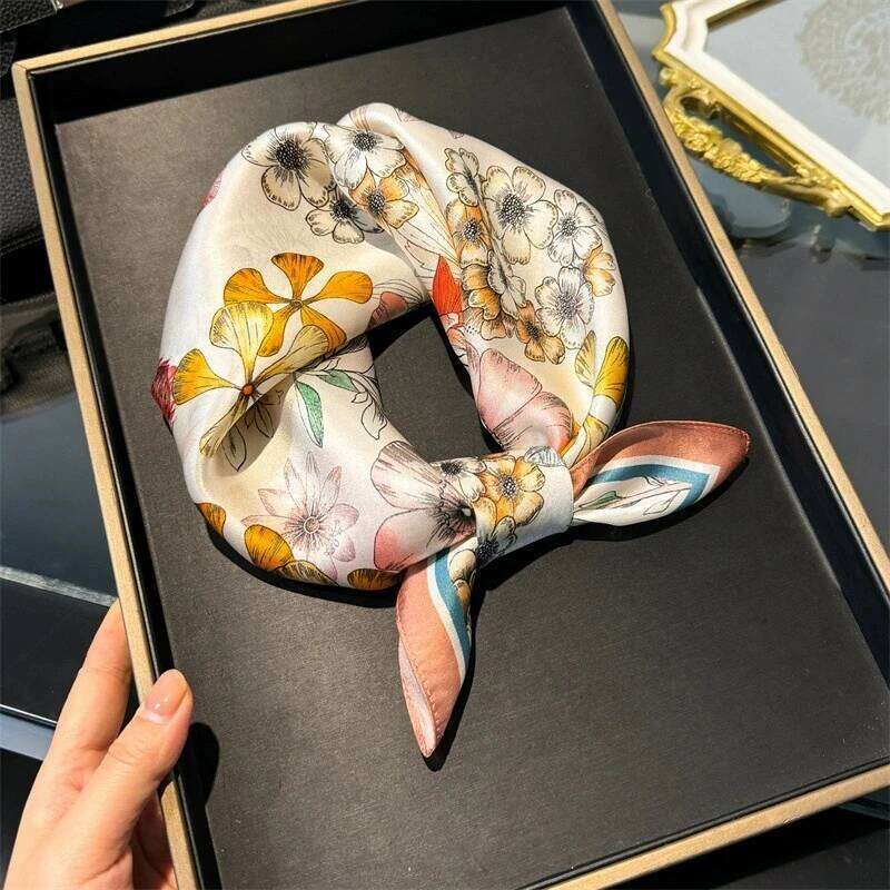 100% Pure Silk Scarf Women Neck Hair Band Foulard Square Small Headband 2026 Fashion Print Neckerchief Scarves Bandana 53*53cm 26Y06226 - view 4