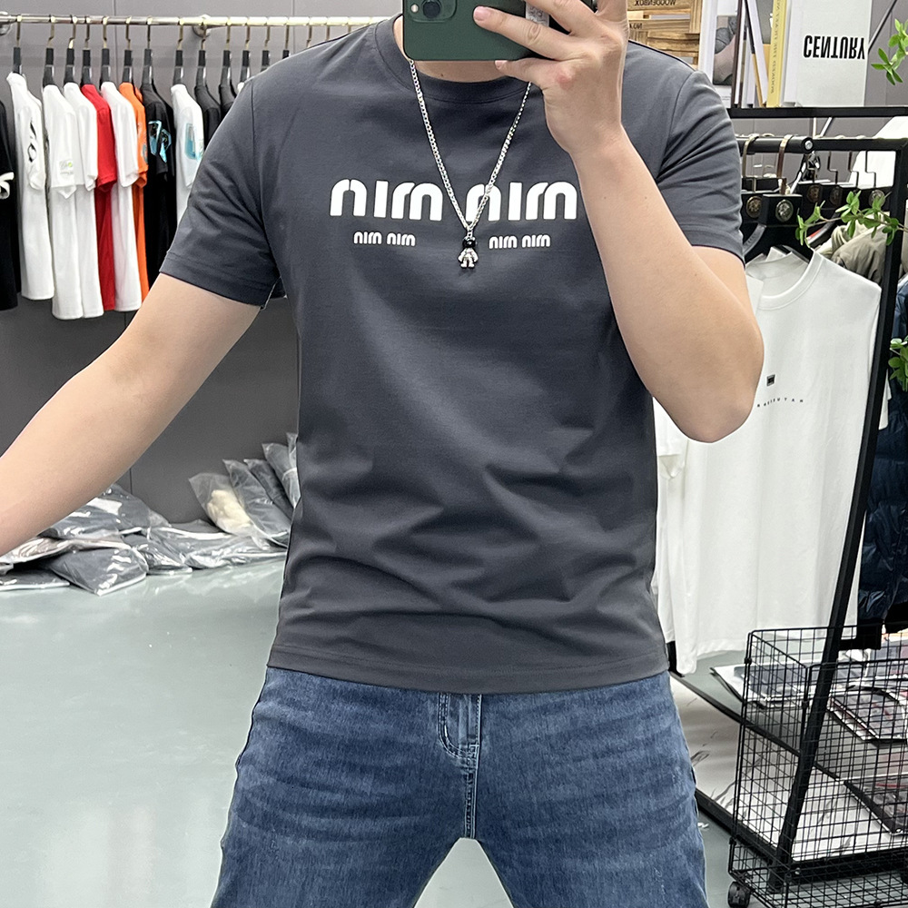 Men's Short-Sleeve T-Shirt, New Summer Style, Three-Dimensional Letter Print, Slim Fit, Round Neck, Simple Mercerized Cotton T-Shirt - view 4