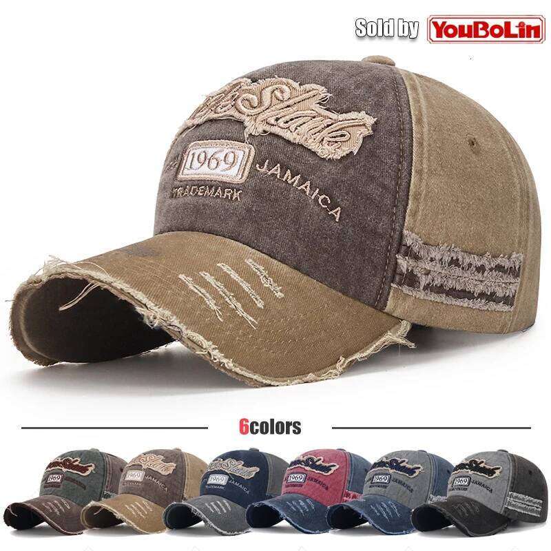 Scratched Brushed Patch Letter Embroidery Distressed Adjustable Cotton Hard Top Baseball Cap Sun Hat Trucker Caps Dad Hats W260626 - view 1