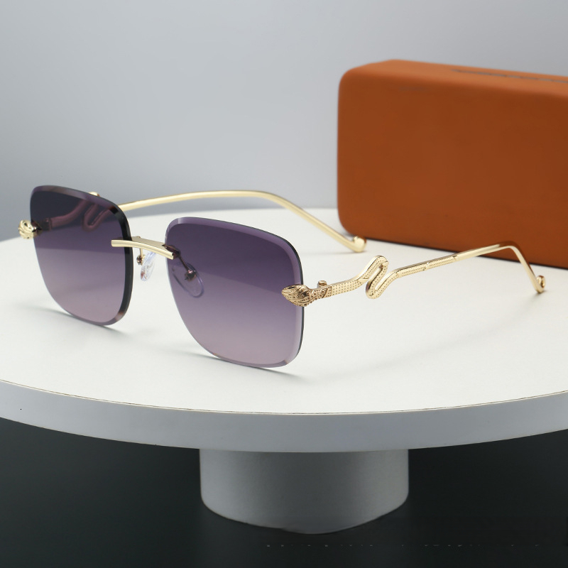 2026 New Designer Spirit Snake Mirror Leg Personalized Retro Luxury High End Frameless Sunglasses For Women Gradually Changing Color Fashion Trend Sun - view 6