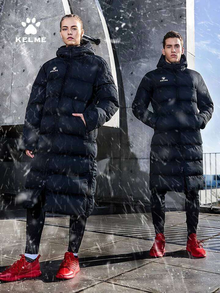 KELME Men Jacket Long Solid Sports Training Male Overcoat Outrwear Warm Cotton Padded Winter Coat Women 8261MF1014 J260626 - view 3