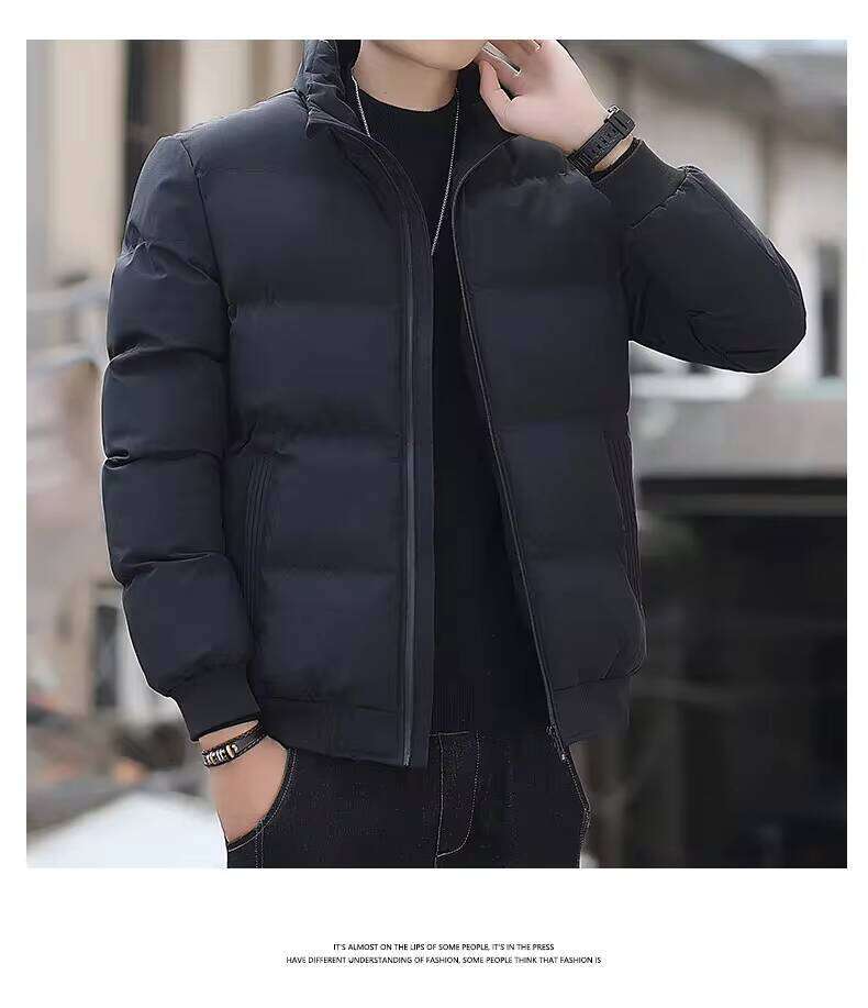 2025 Winter New Solid Color Zipper Down Thick Cotton Jacket Men Trendy Brand Casual Youth Coat Versatile Comfortable Top J260626 - view 7