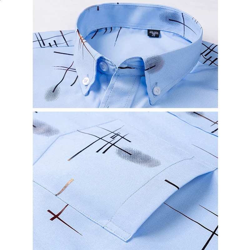 Mens Non-iron Shirts Business Casual Bronzing Long Sleeved Regular Fit Shirts Spring and Autumn Fashion Print Top Clothing 260626 - view 3