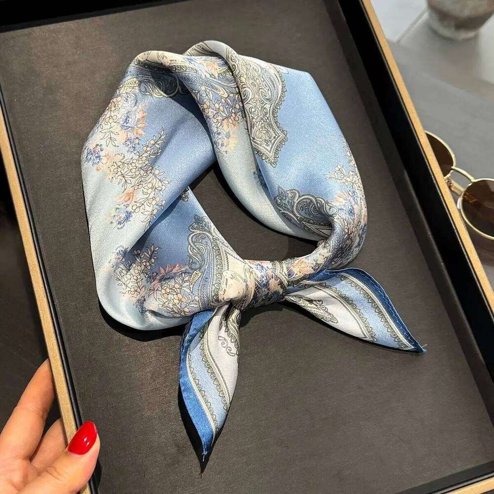 Summer 100% Real Scarf Women Fashion Korean Hair Wrap Bufanda Foulard Bandana Poncho 53cm Mulberry Silk Square Scarves New 26Y06226 - view 5