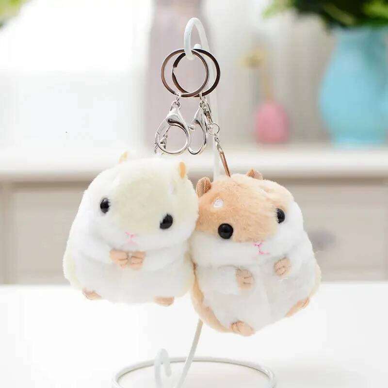 1PCS Stuffed 10cm Hamster Plush Doll Keyrings Animal Children Toys Key Chain Kawaii Dolls Kids Child Christmas Gifts Bag Pendant 26Y0626