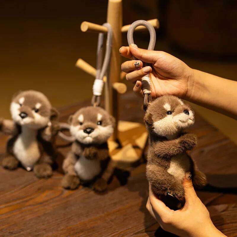 Cute Plush Keychain Realistic Stuffed Otter Animal Pendant Doll Soft Plushies Key Ring for Bag Decoration Gifts Girl 26Y0626 - view 3