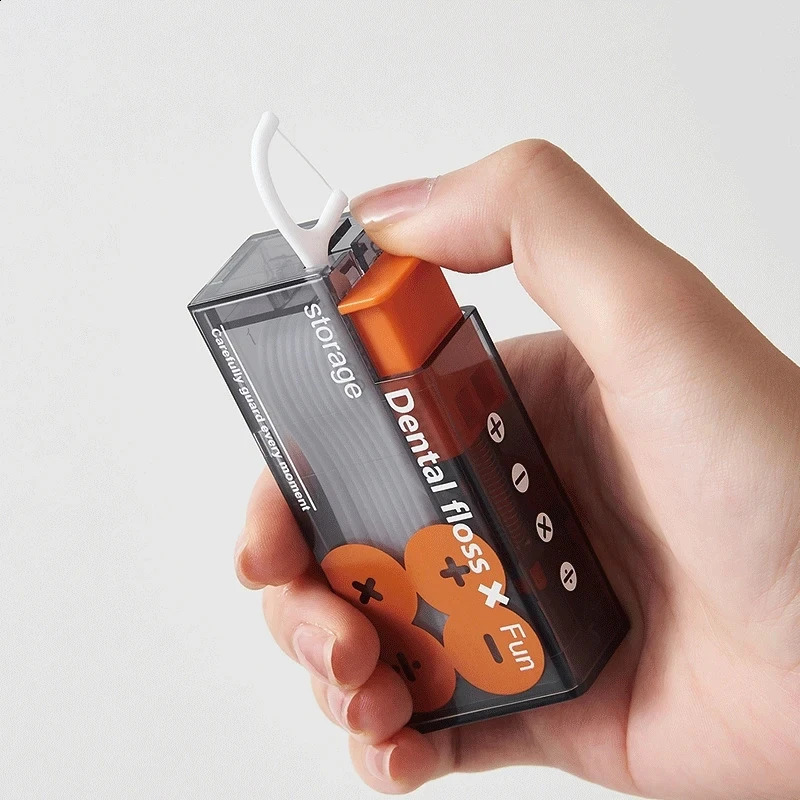Portable Floss Dispenser Includes 10Pcs Automatic Ejectable Organiser Oral Care Presson Disposable Flossing Sticks 260626