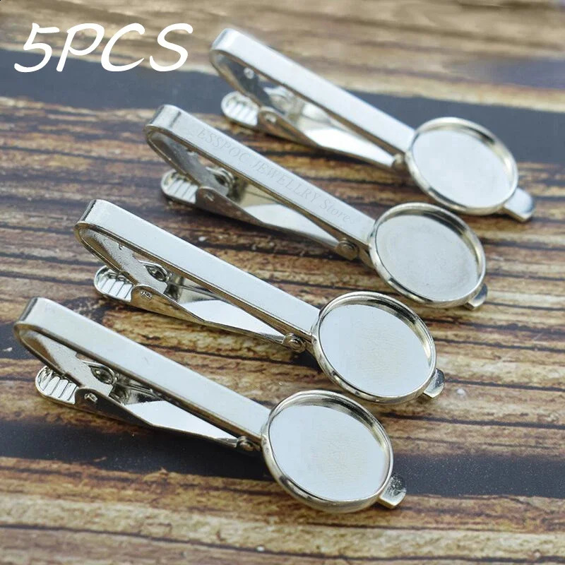 5 PCS/lot 16mm Glass Cabochon DIY Tie 16 MM Tie Clip Base Blank Jewelry Settings Fit Clips Dad Boyfriend Husband 260626 - view 1