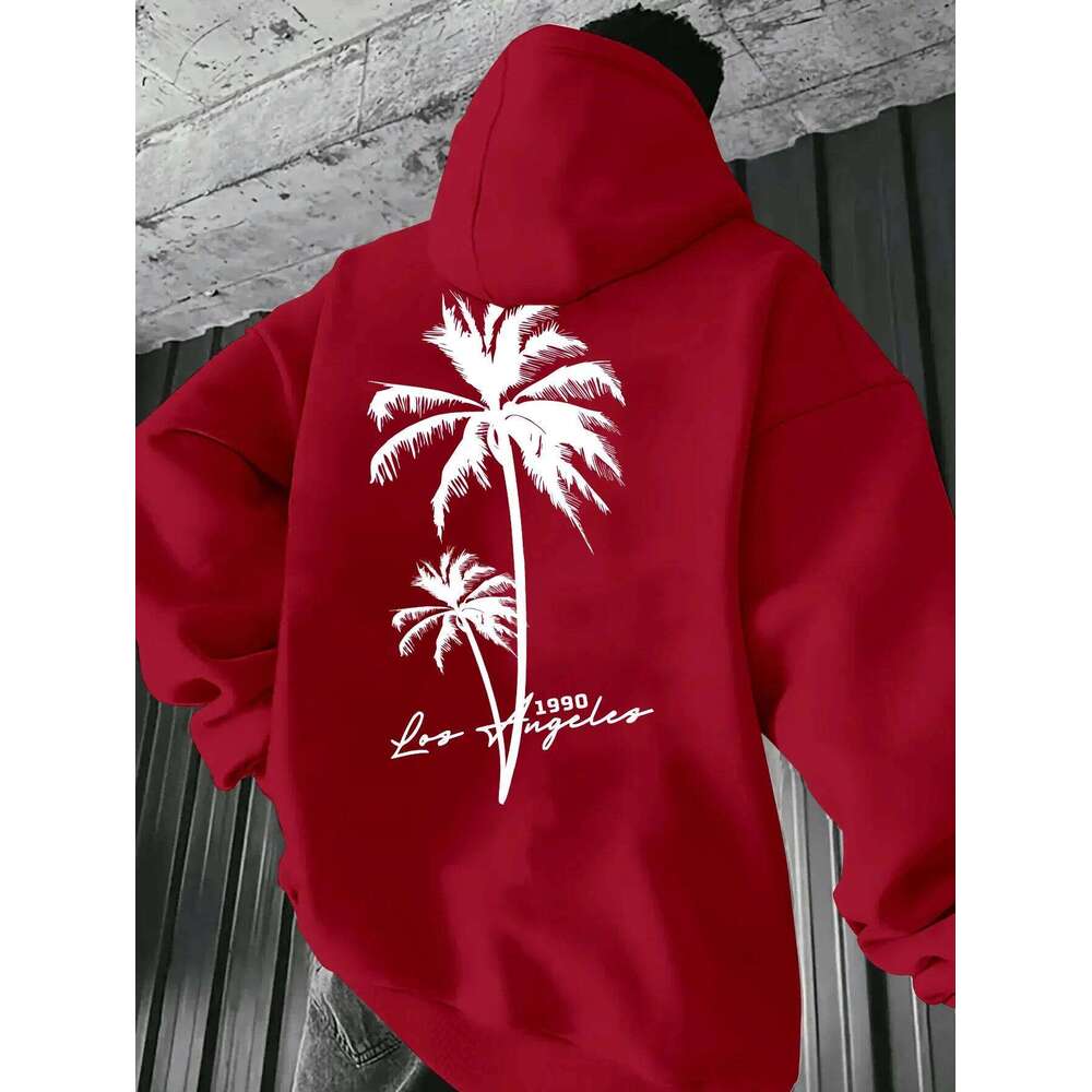 Coconut tree print fashion hooded minimalist style men's and women's sweatshirt holiday gift W260626 - view 5