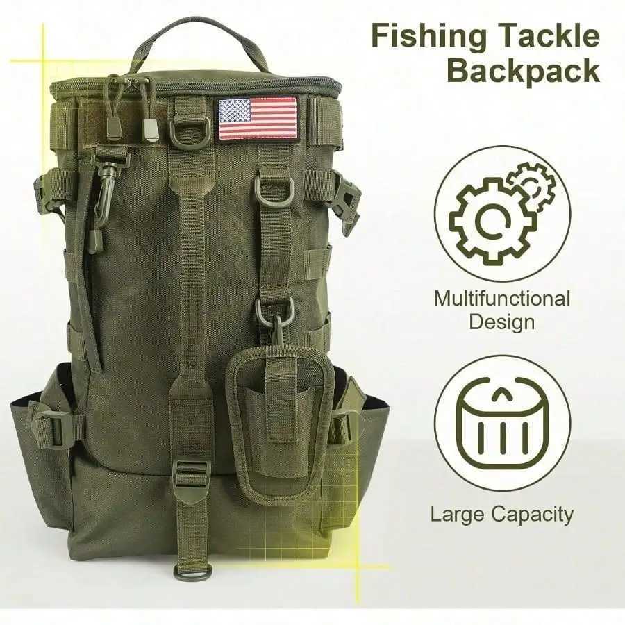 with Bag Fishing Rod Tackle Holders Large Storage Tackle Box Backpack for Carrying Fishing Gear and Equipment Gifts for Men M260626 - view 4