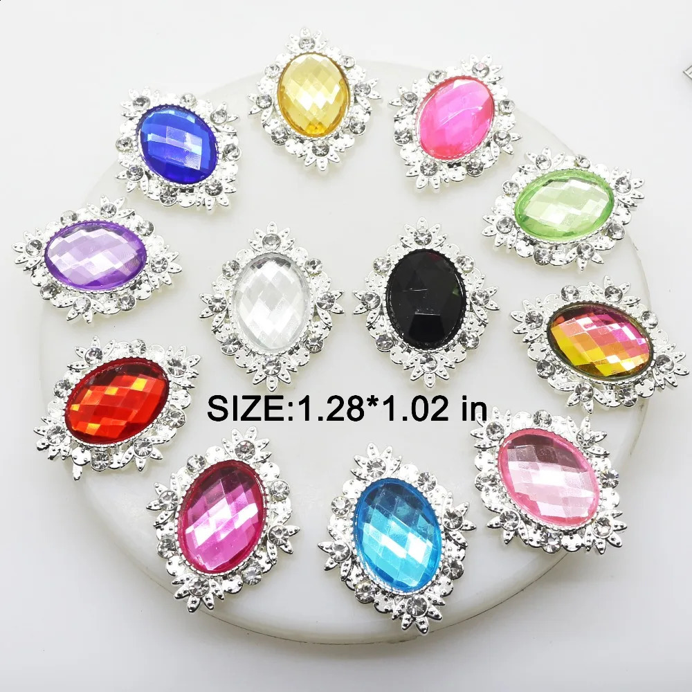 Sell 10Pcs 25X32MM Decorative Jewelry Accessories Diy Metal Rhinestone Craft Component Flatback Crystal Horse eye Mix Color 260623 - view 6