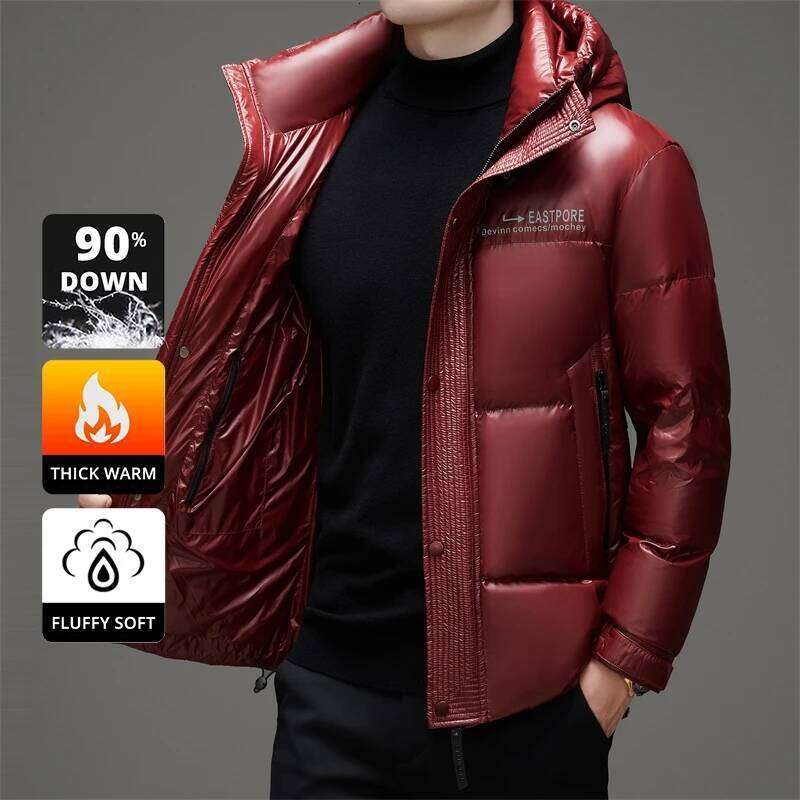 High End Thick Brand Casual Fashion Shiny Men Down Jacket Winter Warm Hooded Designer Parkas Windbreaker Puffer Feather Coats J260626 - view 6