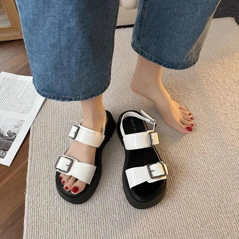 Fashion 2024 Platform Sandal Summer Shoes Buckle Slides Casual Black Sports Flat Sandalias De Mujer 260616 - view 6