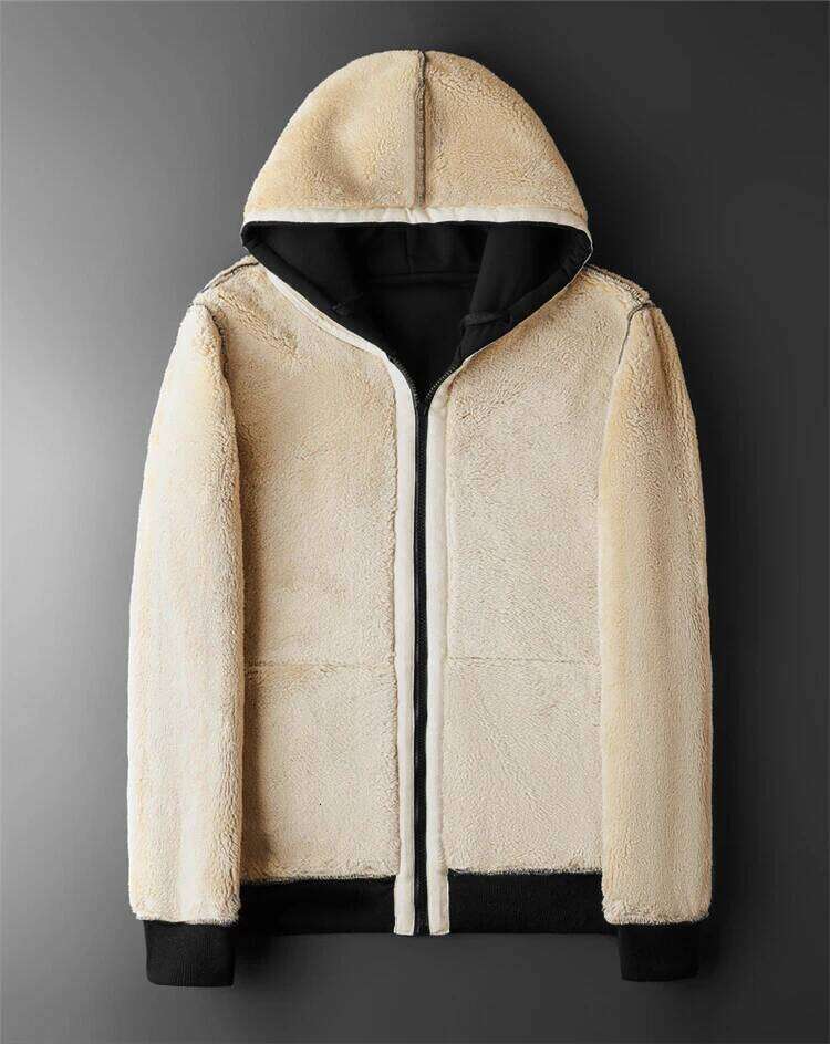 Winter Lambswool Coats Thicken Warm Jackets Long Sleeve Zipper Hoodies Casual Sports Fleece Black Coat Hooded Men Women Jacket W260626 - view 5