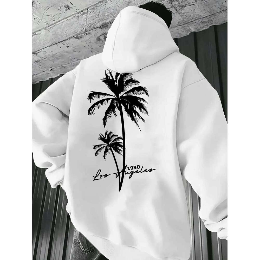 Coconut tree print fashion hooded minimalist style men's and women's sweatshirt holiday gift W260626 - view 6
