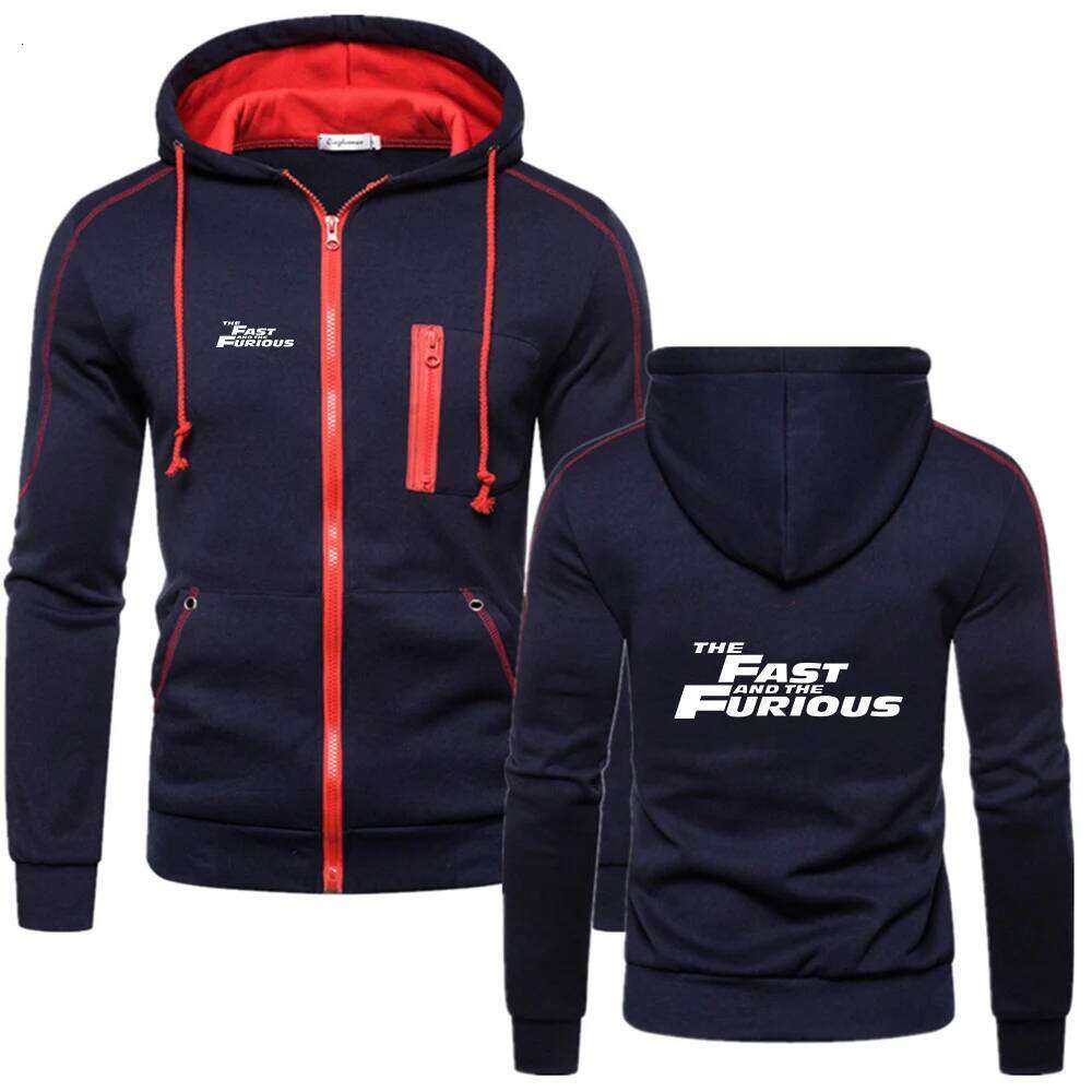 2025 Men's New Fashion Cotton Solid Color Zipper Hoodie Spring Autumn Fast and Furious Fitness Sweatshirts Fleece Jackets W260626 - view 5