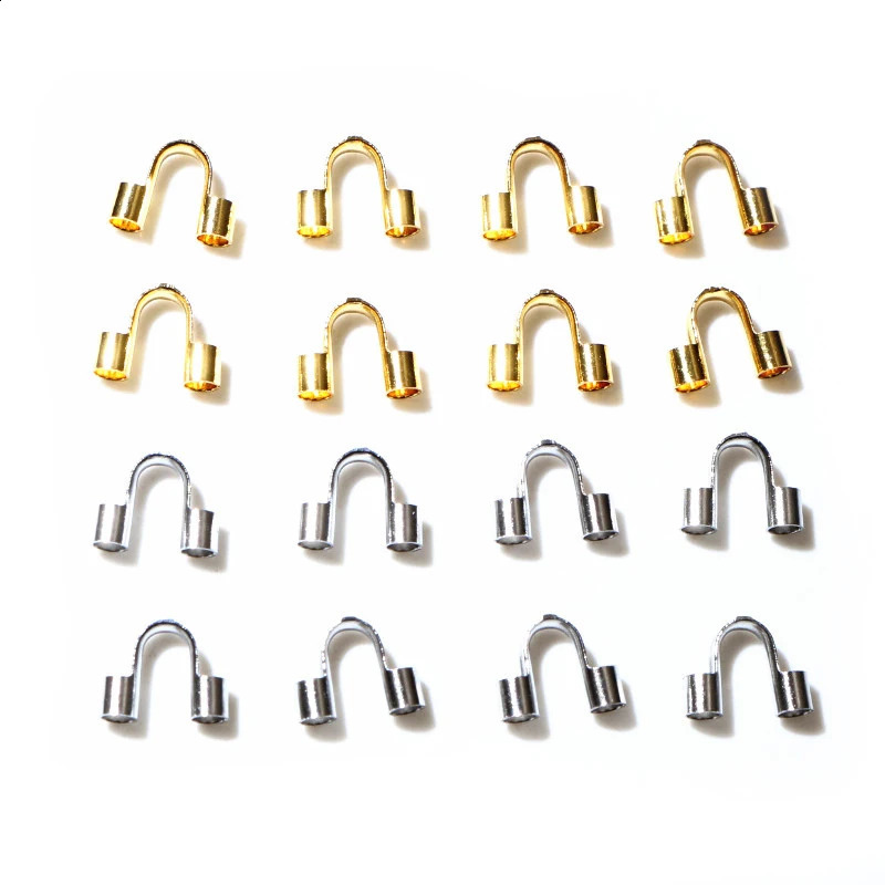 50pcs Stainless Steel Gold Color Wire Protectors Guard Guardian Protectors Loops U Shape Clasps Connector For Jewelry Making 260623 - view 1