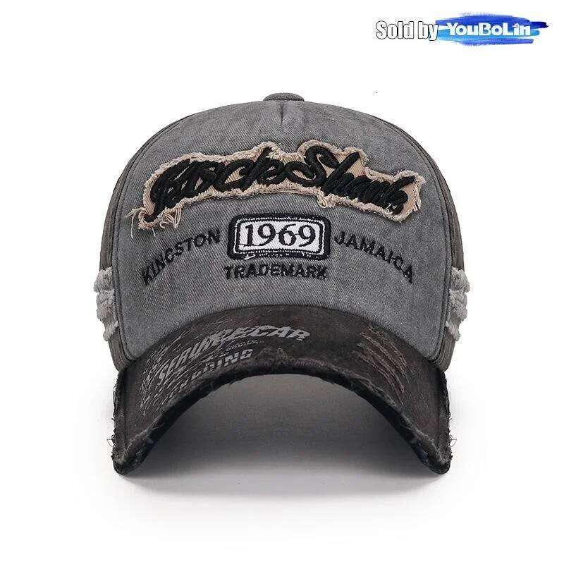 Scratched Brushed Patch Letter Embroidery Distressed Adjustable Cotton Hard Top Baseball Cap Sun Hat Trucker Caps Dad Hats W260626 - view 5