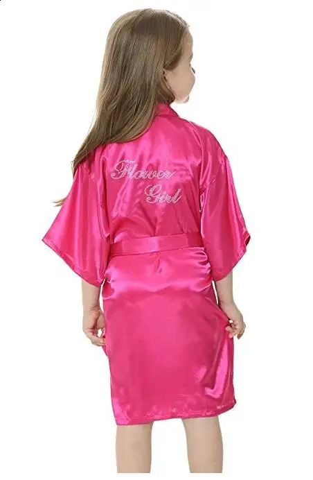 Fashion Flower Girl Wedding Party Mini Bride Bridal Satin Solid Bath Robe Yukata Rayon Silk Sexy Sleepwear ren Dressi260622 - view 7