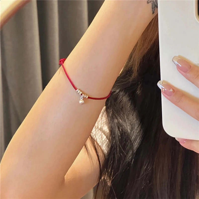 Chinese Style Lucky Red String Bracelet For Women Men Minimalist Handwoven Adjustable Blessing Bracelets Accessories Amulet Gift 260617 - view 5