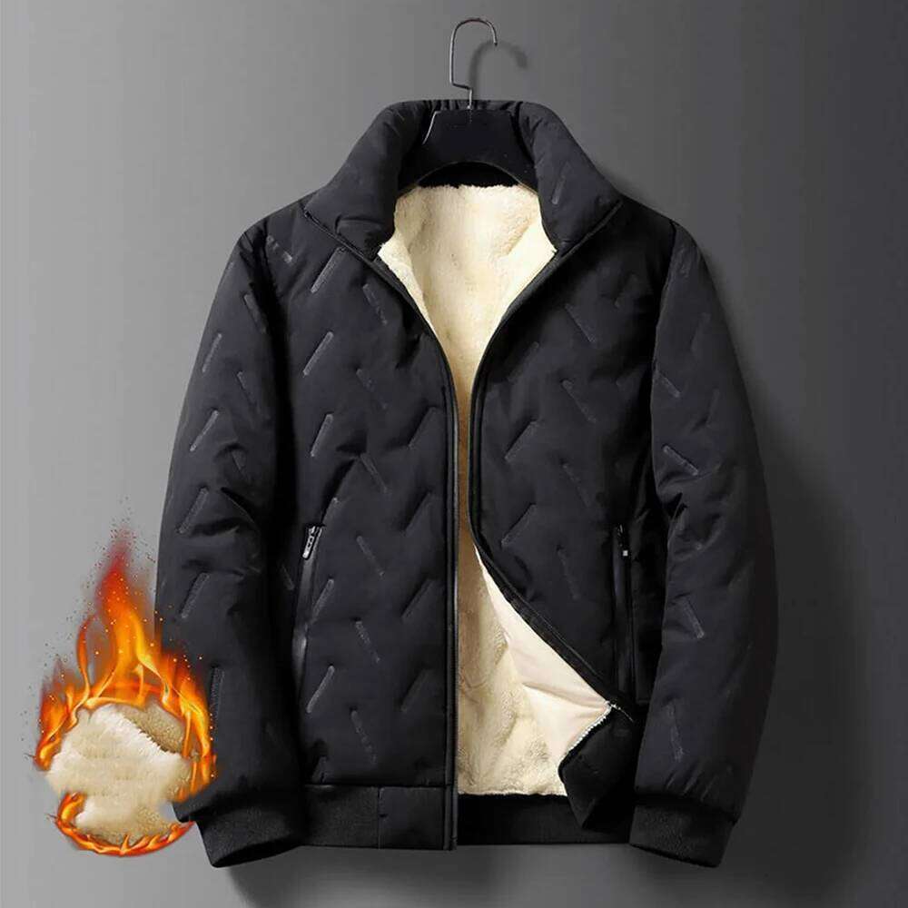 Men's Lamb Fleece Autumn Winter Casual Short Cardigan Coat Simple Comfy Solid Color Small Stand Collar Zipper Jackets J260626 - view 1