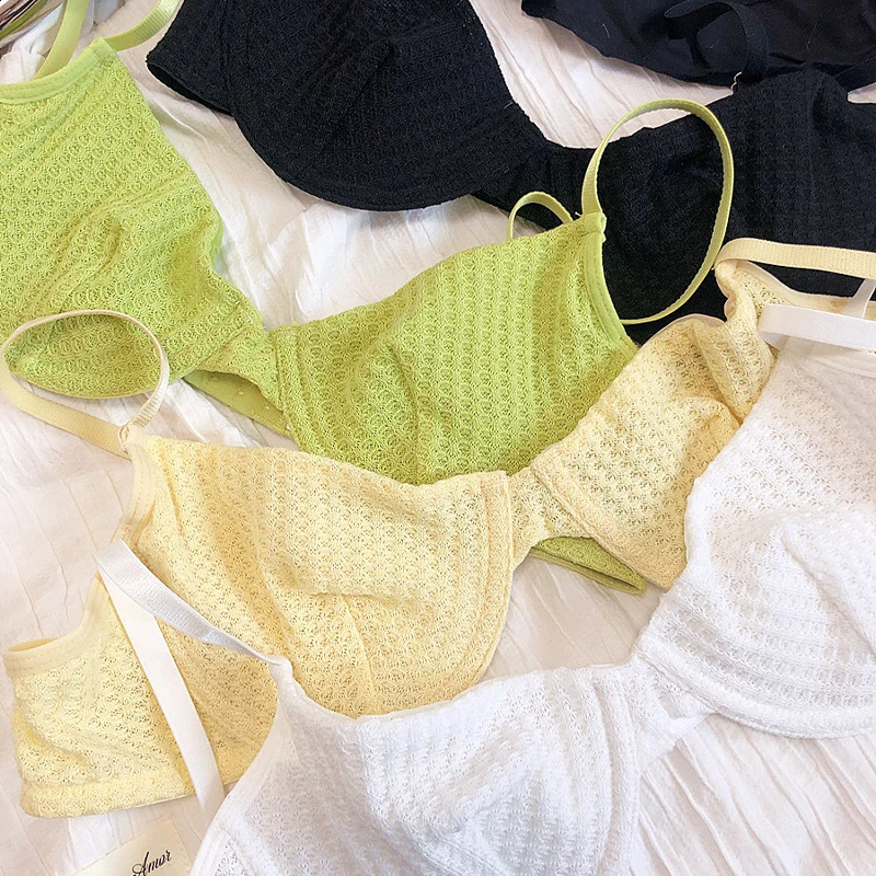 Summer 6 Color Women Underwear Sexy French Bralette Push Up Bra Set Ultra Thin Thread Fabric Breathable Lingerie With Thong Sets 260626 - view 5