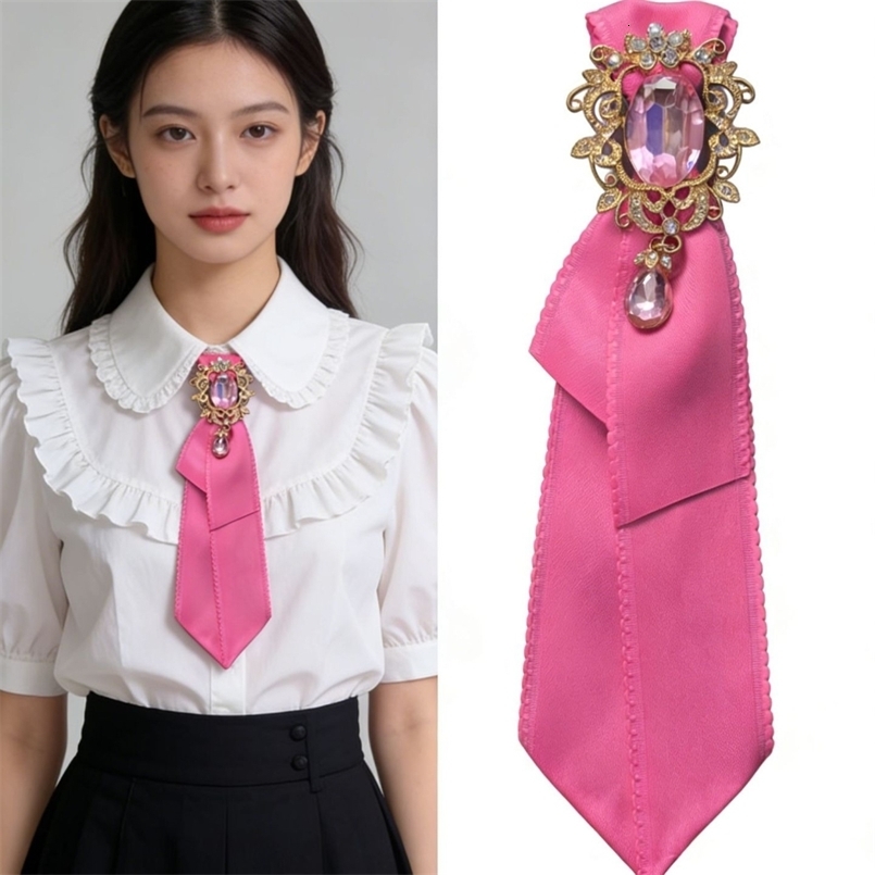 Fabric Bow Tie Rhinestones Shirt Decorative Accessory College Style British Korean Collar Pins Necktie for Women and Men Jewelry 260617