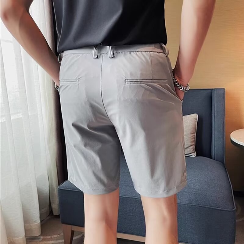 Summer Men's Thin Knee Length Shorts Breathable Quick Dry Stretch Casual Fashion Suit Shorts Plus Size Business Shorts For Men - view 5