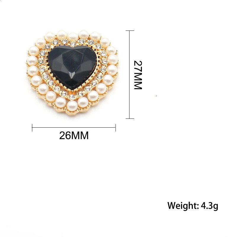 10Pcs 26 27mm Rhinestone Pearl Peach Heart Alloy Jewelry Accessories Handmade Diy Wedding Dress Headwear Decoration Accessorie 260623 - view 3