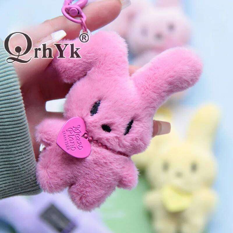Kawaii Cartoon Rabbit Cute Plush Toys Doll Keychain Creative Backpack Pendant Decoration Kids Children Girls Boys Gifts 26Y0626