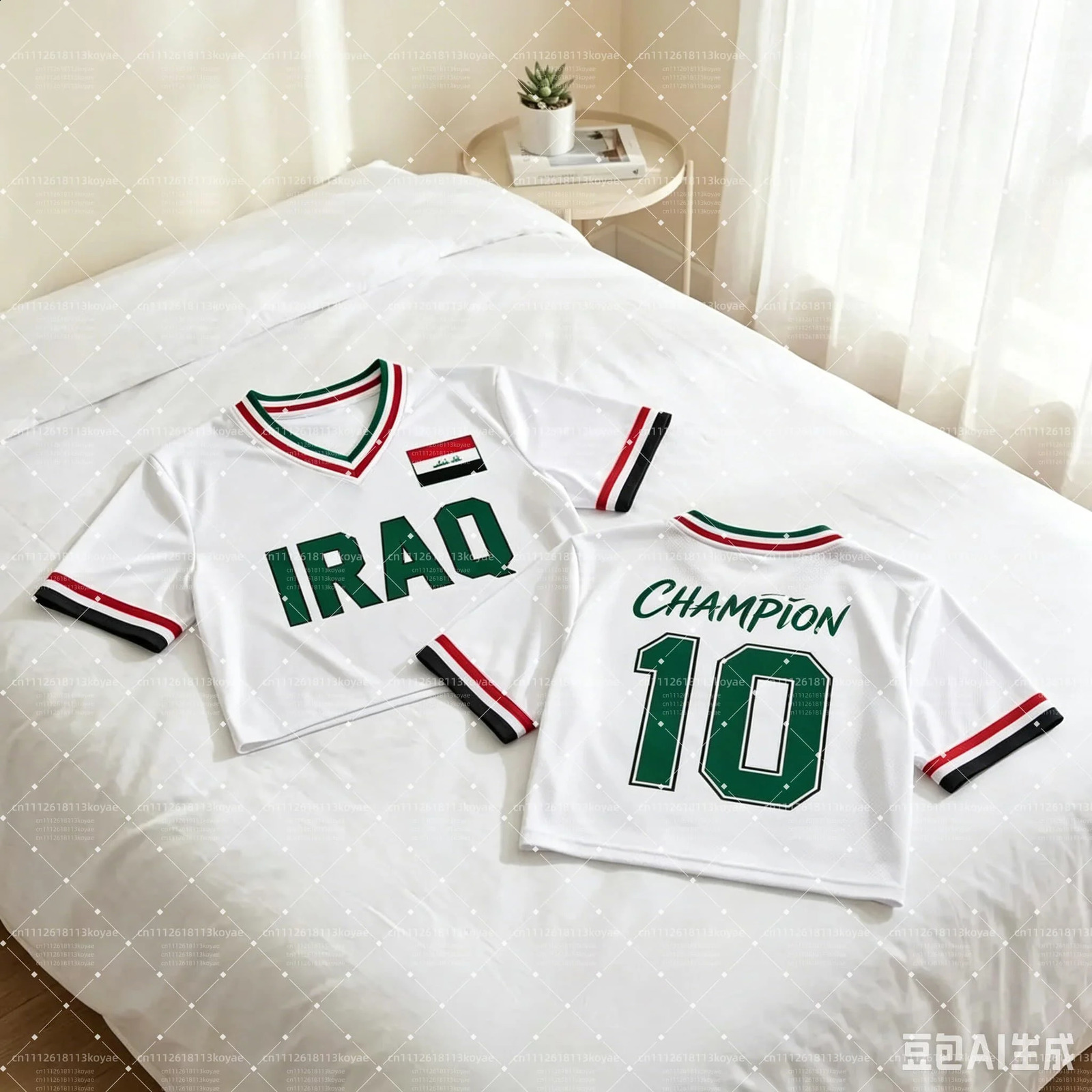 2026 Summer Womens Iraq Inspired VNeck Crop Top Breathable Quick Dry Y2K Football Fan Cheerleading Tshirt 260626 - view 1