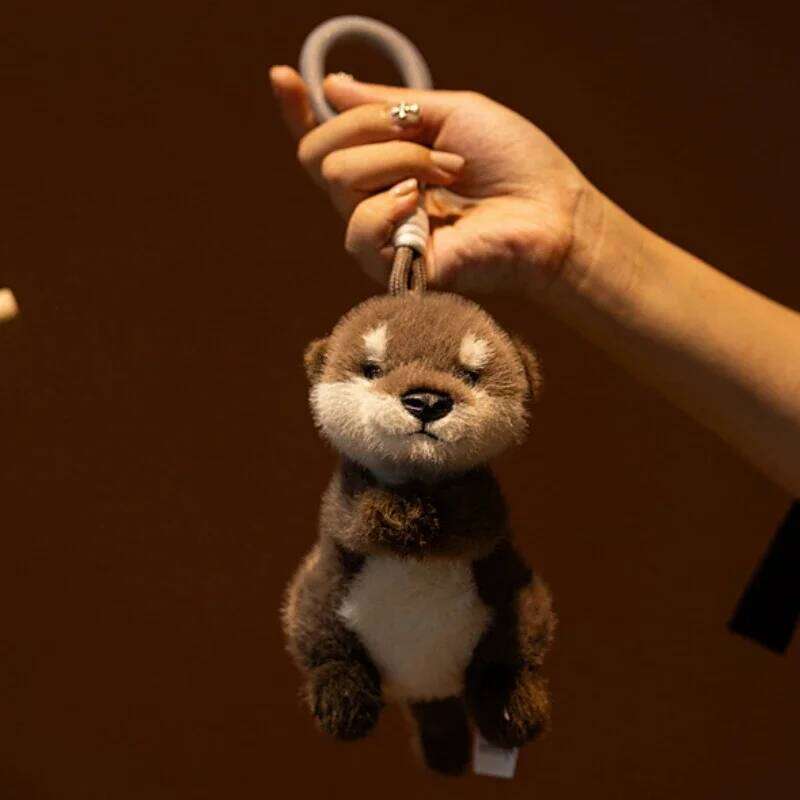 Cute Plush Keychain Realistic Stuffed Otter Animal Pendant Doll Soft Plushies Key Ring for Bag Decoration Gifts Girl 26Y0626 - view 4