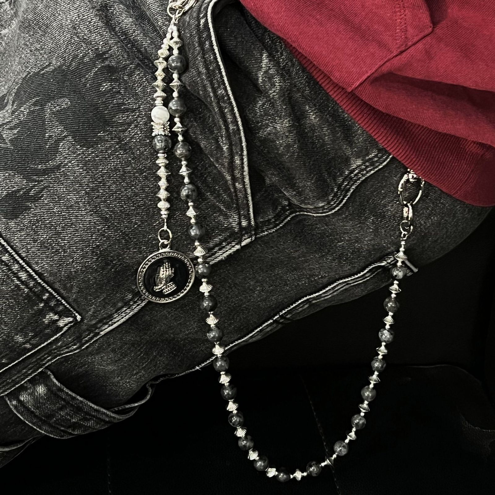 Summer Y2K Black Glitter Stone Pants Chain Fashionable Men And Women Anti Theft Wallet Chain Ones Waist Accessorie 250804