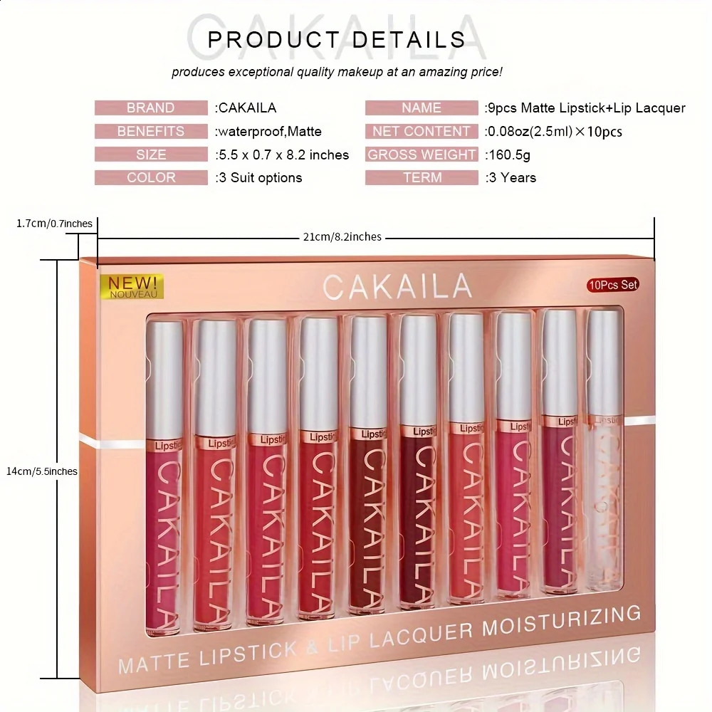 10 Pcs Matte Lipstick Lip Gloss Sets Long-Lasting Non-Fading Waterproof Non-stick Cup Exquisite Gift Everyday Holiday Universal 260618 - view 7