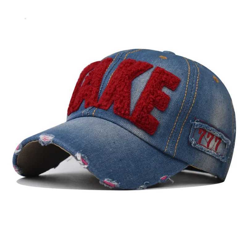 Denim Baseball TAKE Patch Blue Washed Distressed Raw Hem Dad Hats Lightweight Adjustable Sun Hat For Women Men M260626 - view 4