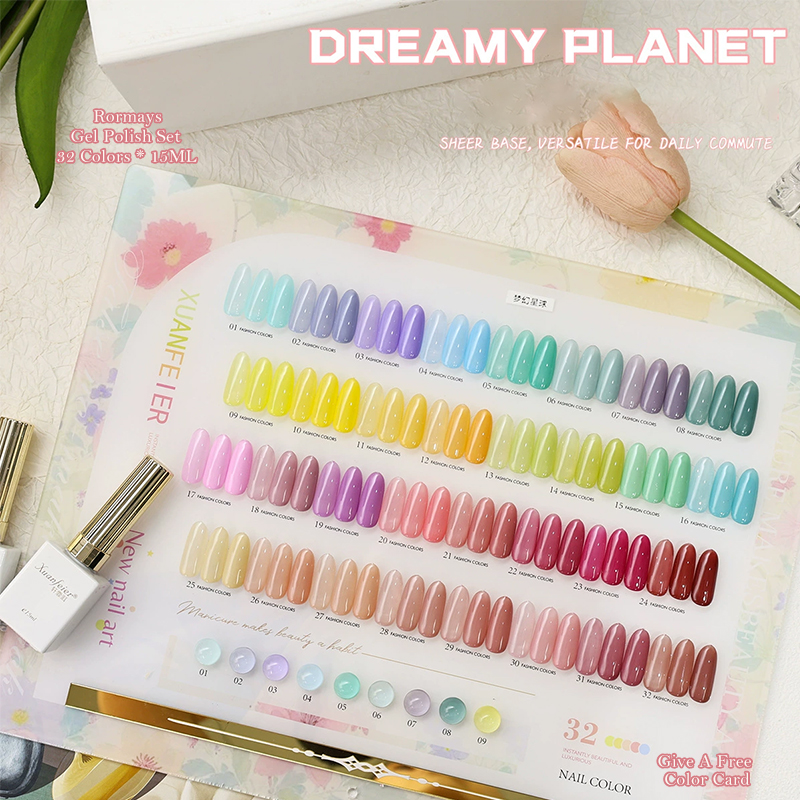 32 Colors Jelly Milk Nail Gel Polish Set Macaron Candy Color Ice Translucent UV LED Soak Off Manicure Varnish Nail Art DIY Salon - view 4