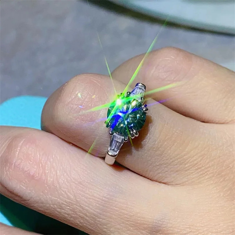 y Platinum Solid PT950 Womens Ring Diamond Banquet Proposal 2 Mint Green 260625 - view 4
