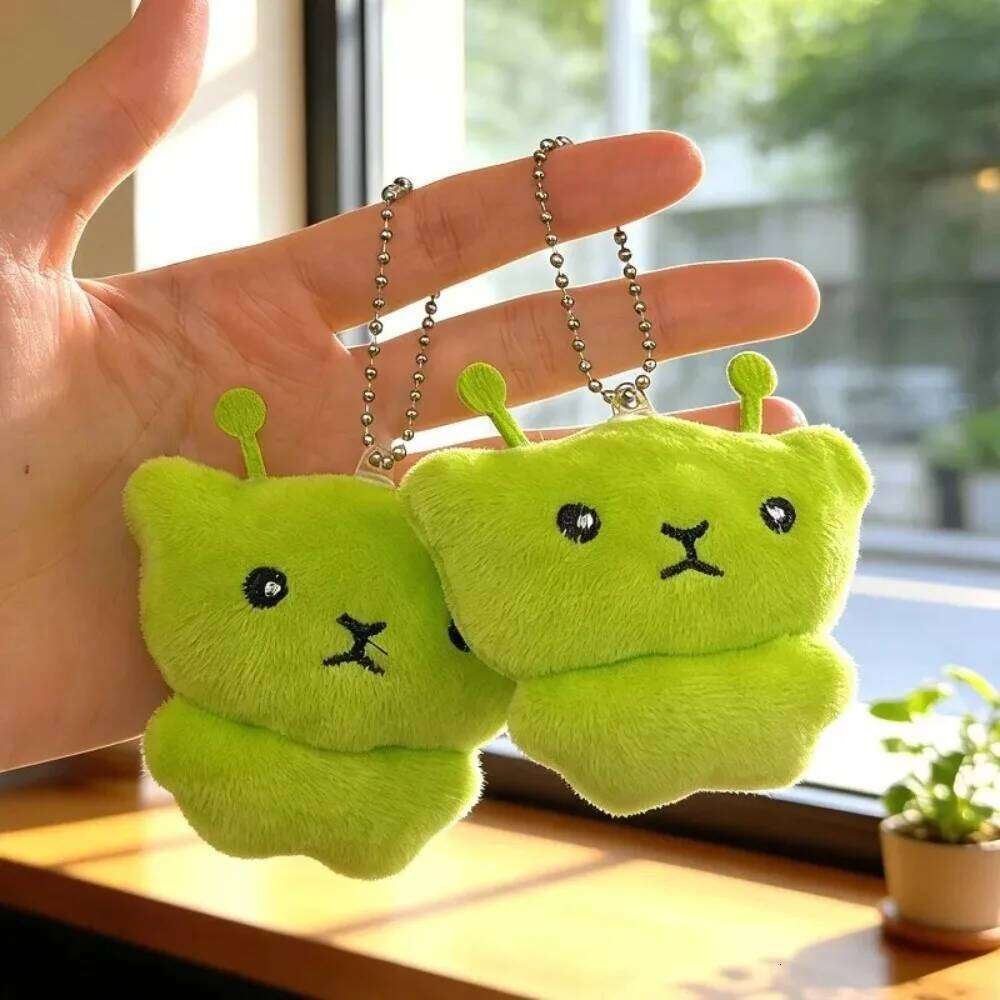 Green Alien Cat Plush Keychains Mini Galaxy Style Furry Pendant for Couples Cute Cartoon Handbag Backpacks Key Chain Decor Gifts 26Y0626 - view 5