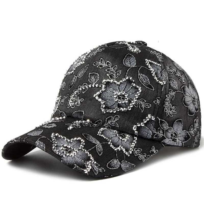 Print Women Baseball Flower Rhinestone Lace Breathable Sunshade Curved Brim Fashion Street Dance Party Casual New M260626 - view 5