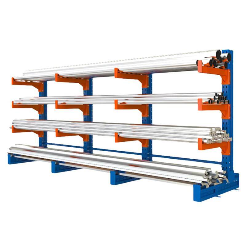 Medium-duty steel cantilever shelving, 500KG load capacity, 2-6 layers, double-sided powder-coated anti-corrosion beam frame - view 4