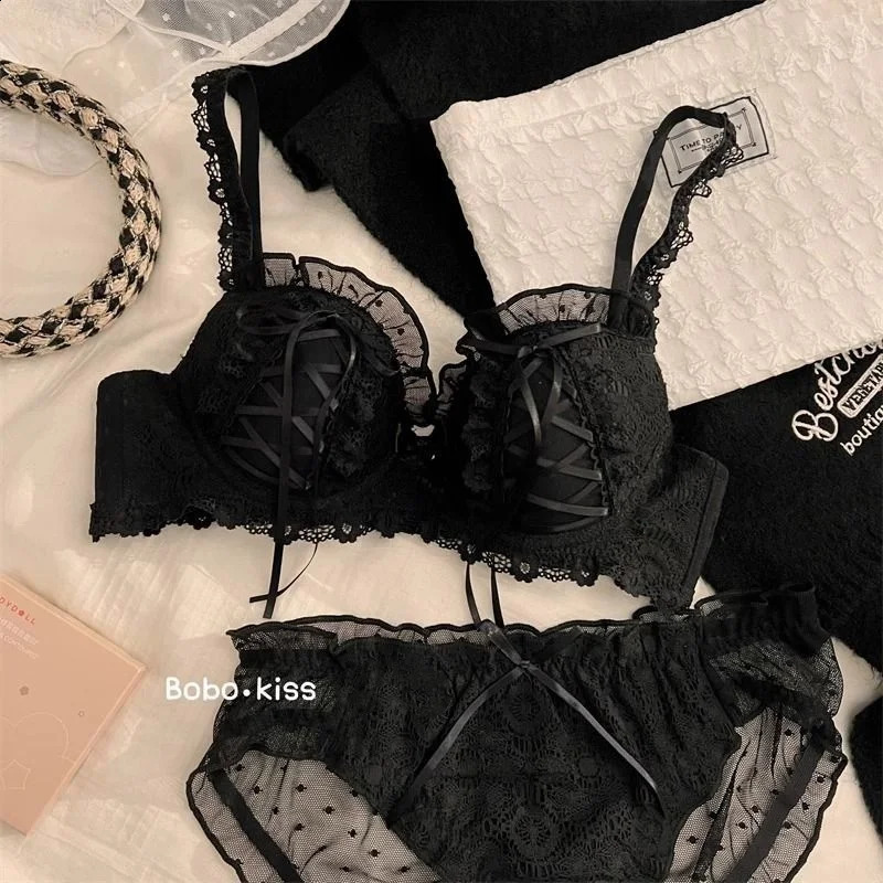 Princess Lolita Bra Set Pure Lust Lace Sexy Gathering AntiSagging Sweet Court Style Comfortable Underwired Girl 260626 - view 7
