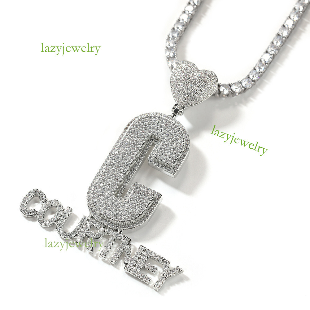 Hip hop new customized silver love button letter necklace inset moissanite tide male street style rap accessories free delivery - view 6