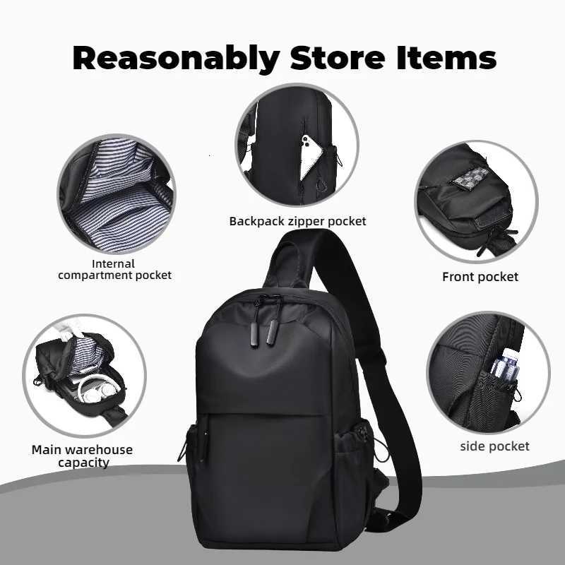 with Mens Multifunctional Chest Bag Adjustable Shoulder Straps Business shoulder bag Suitable for Sports Business Travel Commut M260626 - view 4