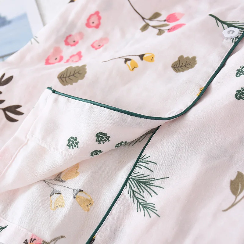 Threepiece Japanesestyle pajama spring and summer autumn 100 cotton gauze shortsleeved shorts trousers suit ho 260625 - view 6