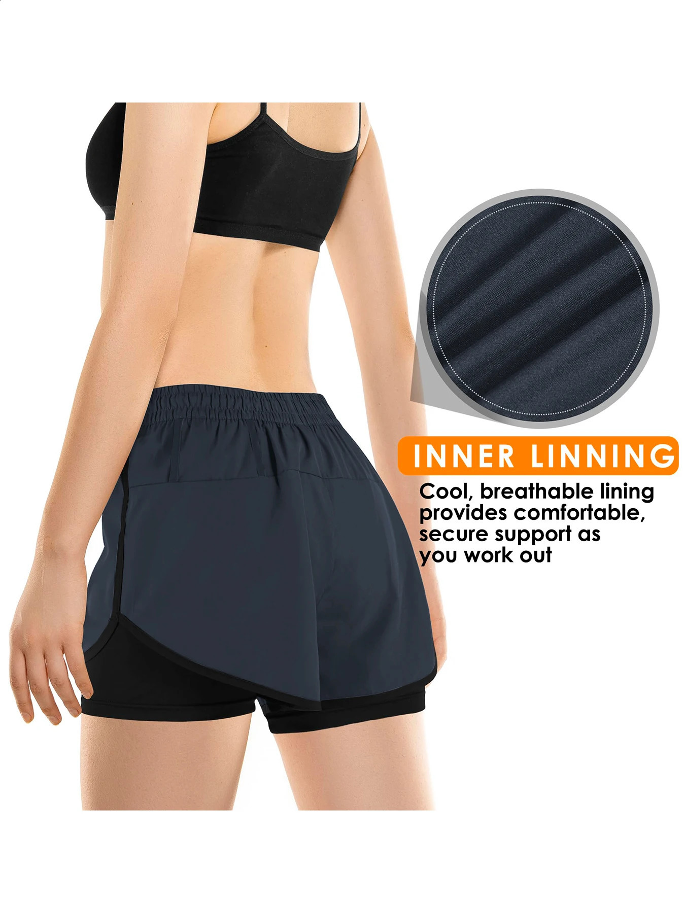 Womens Double Layer Running Shorts Quick Dry ThreeQuarter Length Sportswear Casual Sporty Look TwoPiece Set 260626 - view 7