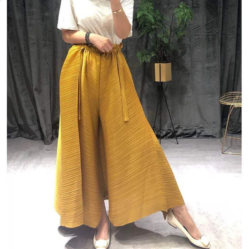 YFPF Fashion Wide Leg Pant For Women Pleated High Waist Solid Color Loose Long Trousers Casual 2026 Clothing 260625 - view 7