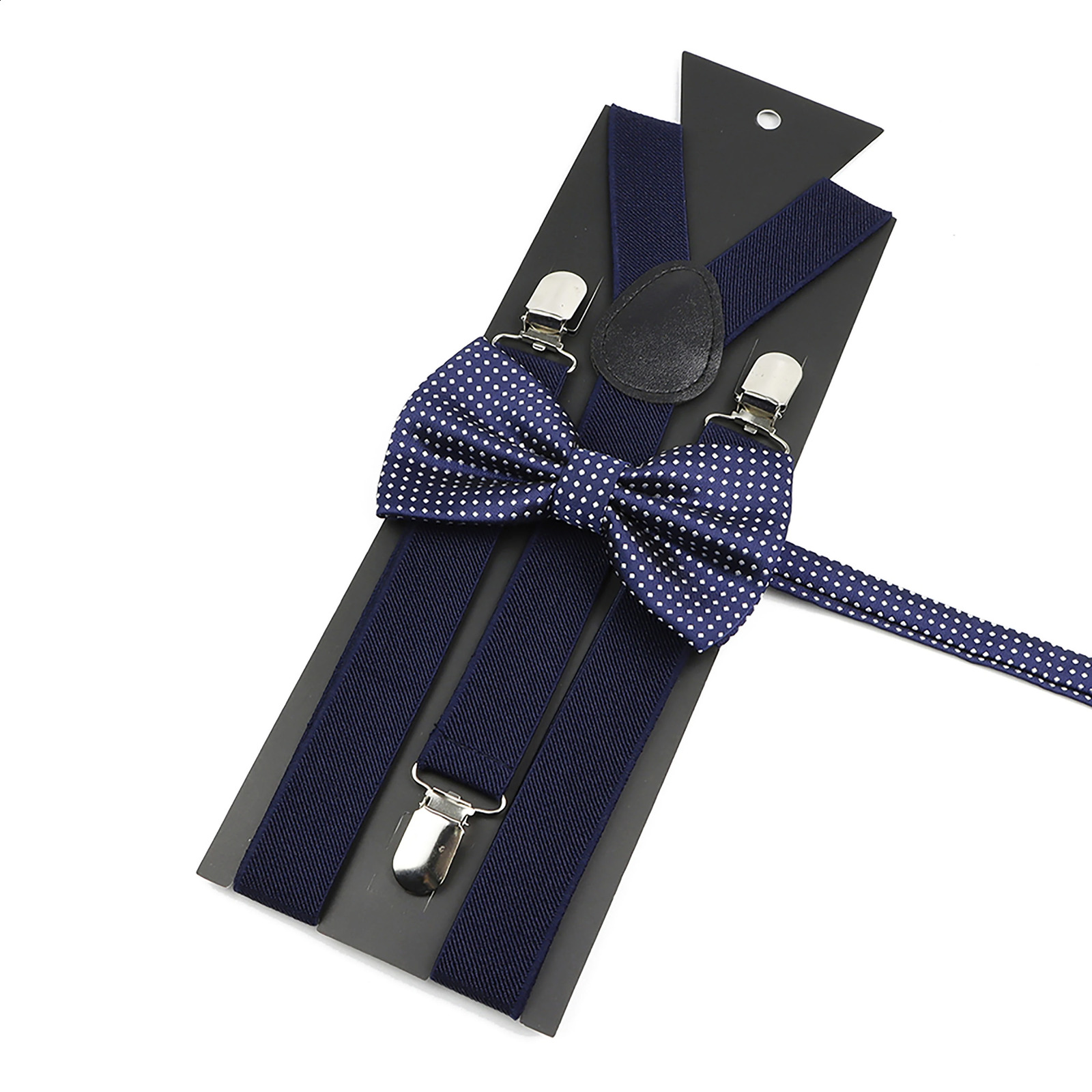 Elastic Leather Suspenders Bowtie Set Soild Color Dot Bow Tie Braces Red Blue Purple Men Women Kids Adjustable Y-Back Brace 260626 - view 7