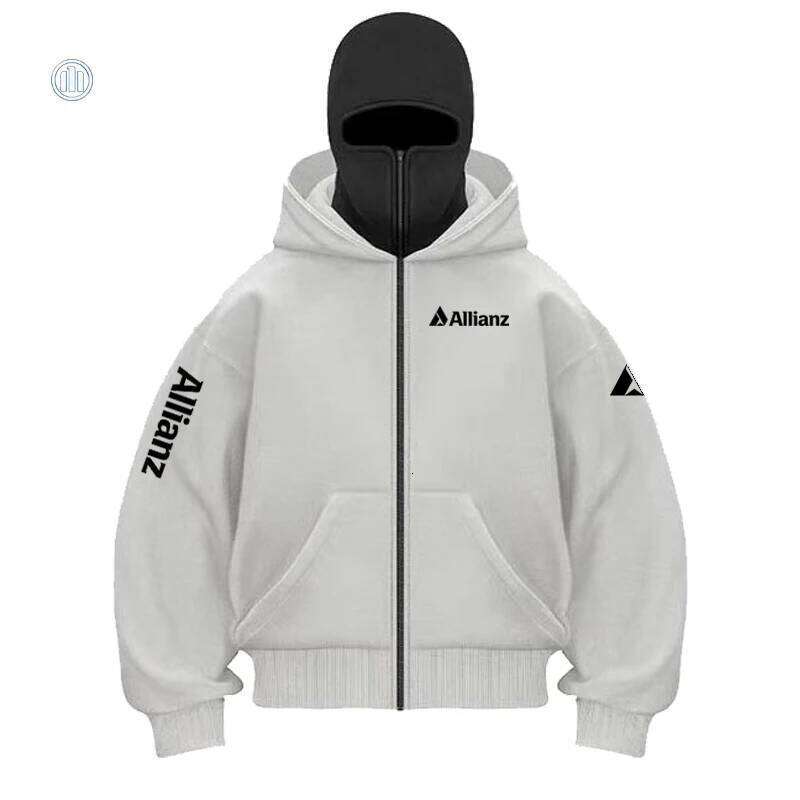 2026 Allianz logo Autumn/Winter Men's Zipper Windproof Double Hat Thick Coat Solid Color Casual Sports Hoodie W260626 - view 3