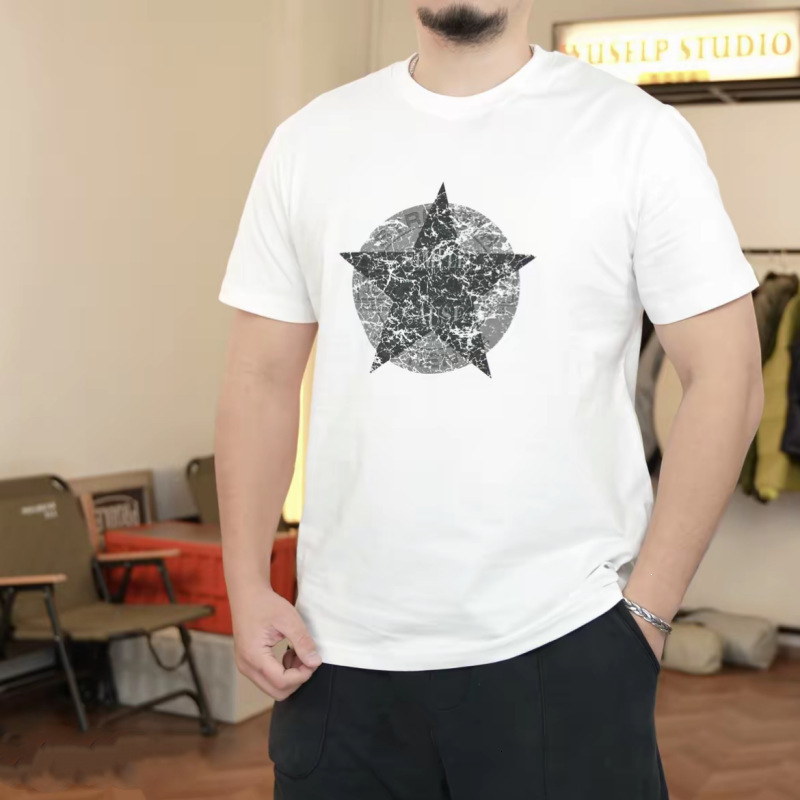 2026 Summer Main Product: Men's Casual Trendy Silk-Printed Light Cotton Short-Sleeve T-Shirt Men Round-Neck Pullover - view 4