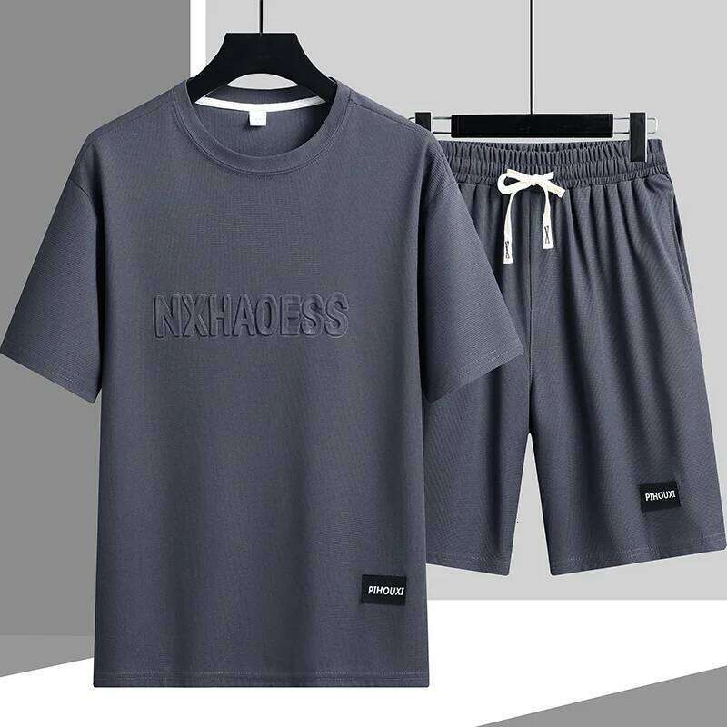 Summer Leisure Sportswear Set Fashion Men Thin Loose Printed letters T-shirt Outdoor Two-piece Letter Round Neck T-shirt+shorts 26Y0626 - view 4